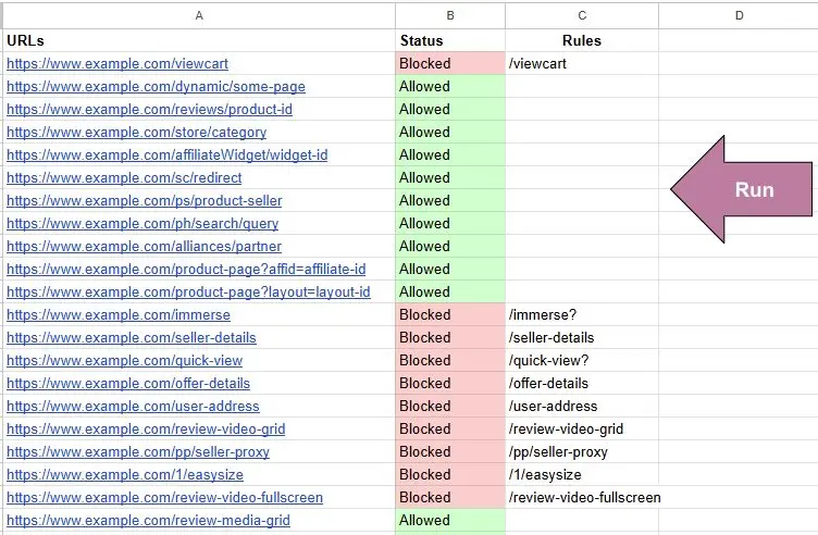 Validate robots.txt Rules in Google Sheets Example Validate robots.txt Rules in Google Sheets Example